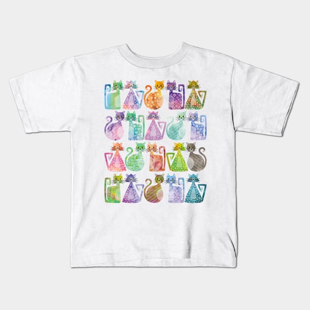 Geometricats - Pastel Colours Kids T-Shirt by Hippopottermiss